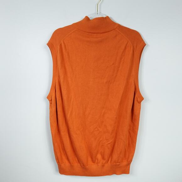 New Johnston & Murphy Orange Sweater Vest Quarter Zip Pima Cotton Men's XXL - Picture 3 of 7